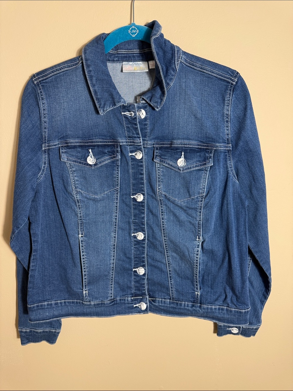 Belle by Kim Gravel Medium Blue Denim Button-Front Jacket